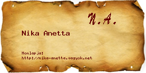 Nika Anetta névjegykártya